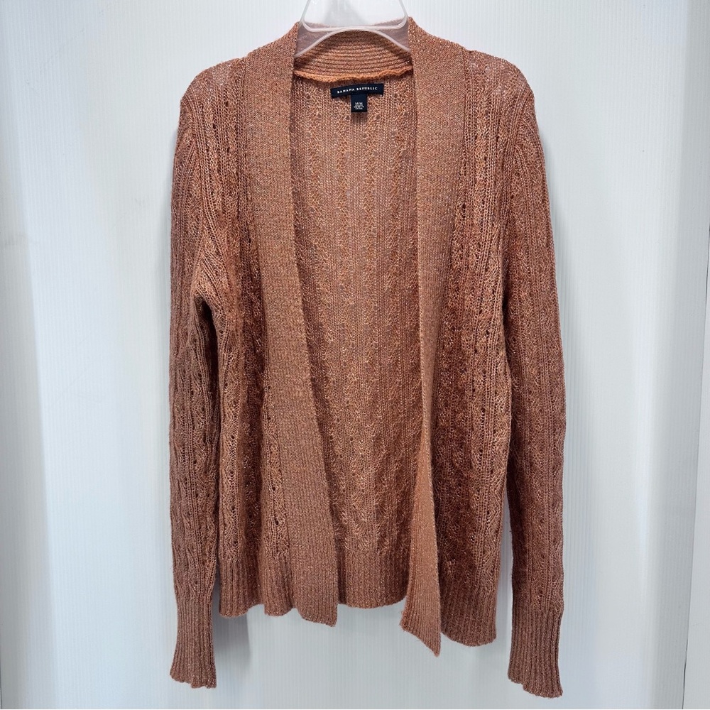 Banana Republic Cardigan Women’s M Open Front Mohair Wool Blend Cable Knit‎